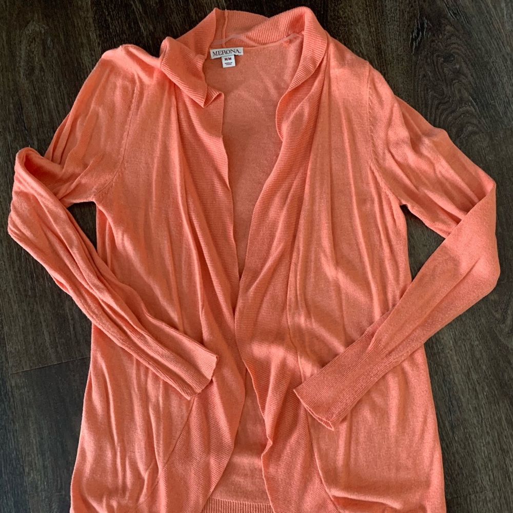 Coral cardigan. Sz Small and Medium